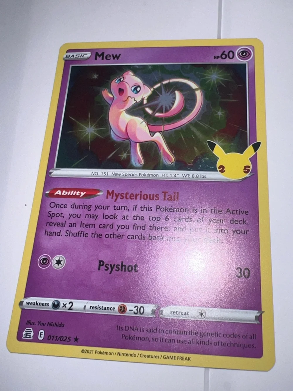 Pokemon Mew Trading Card - Purple and Yellow